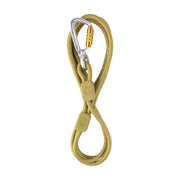 A thin pistachio-colored rope dog leash with two beige sleeves and a silver and gold locking carabiner, displayed on a white background.